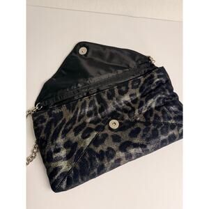 Jessica McClintock Leopard Metallic Clutch Evening Bag Chain Strap Vintage Y2K